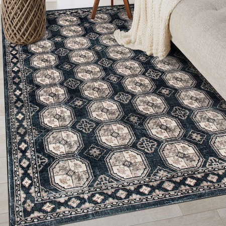 World Rug Gallery Transitional Moroccan Washable Non Slip Area Rug 3 ft x 5 ft Anthracite WR83ANTHRACITE3X5