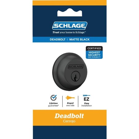 Schlage Matte Black Single Cylinder Deadbolt B60NG622