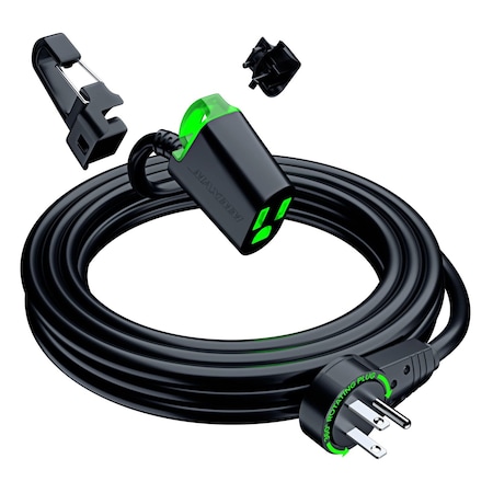 Maximm 15ft 16AWG 360 degrees Flat Plug Extension Cord w/ LED & Hook, UL, Black ADW-360-S215-BH