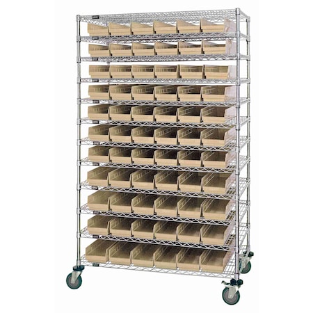 Quantum Storage Systems 24X48 WIRE 12 SHELF UNIT W/66 BINS CLEAR WR74-2448-66106CL
