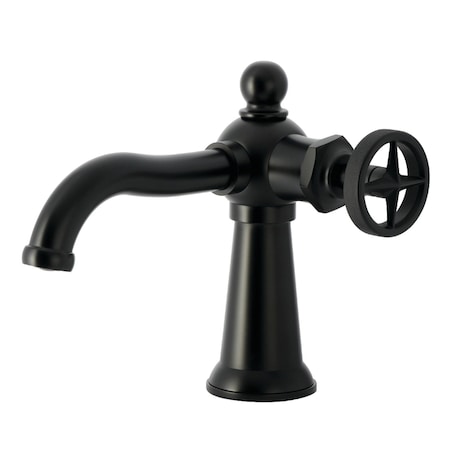 Kingston Brass One-Handle Single-Hole Bathroom Faucet with Push Pop-Up Drain, Matte Black KS3540RNX