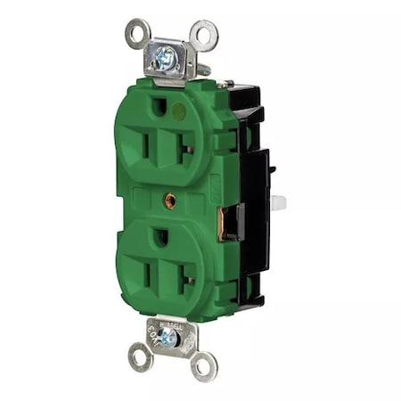 Hubbell Wiring Device-Kellems Straight Blade Receptacle, 5-20R, 20 A, 125V AC, 2 Pole, 3 Wire, Surface Mount, Grounded HBL8300STGN