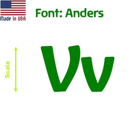 Aacc Self-Adhesive Vinyl Letter: v, Scale: 10 in. Color: Green Font: Anders by, 24PK AACC-Anders-lv-Green-I10x24