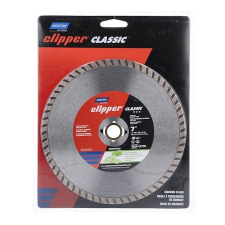 Norton Clipper Clipper Classic Series 07660702787 Diamond Saw Blade, 7 in Dia, 7/8 to 5/8 in Arbor, Turbo Rim 7660702787
