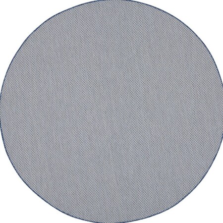 Homeroots 6' Ivory And Blue Round Geometric Indoor Outdoor Area Rug 552355