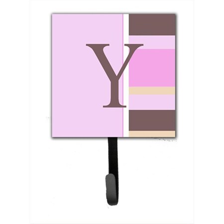 Carolines Treasures Letter Y Initial Monogram - Pink Stripes Leash Holder Or Key Hook CJ1005-YSH4