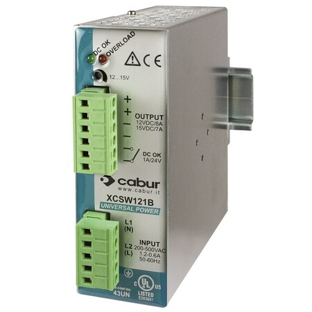 Automation Systems Interconnect 12V DIN Rail Power Supply, Split Phase 240V AC Input, 12V or 15V DC Output XCSW121B