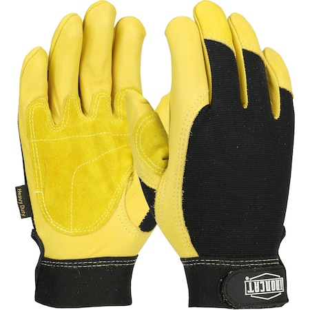 Ironcat Heavy Duty Top Grain Cowhide Leather Glove with Spandex Back and Reinforced Palm 3587
