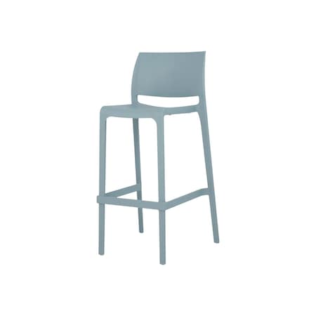 Homeroots Set of Two 30" Baby Blue Heavy Duty Plastic Low Back Outdoor Bar Height Chairs, 2PK 565359