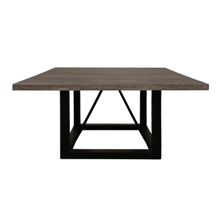 Homeroots 72" Dark Brown and Black Solid Wood And Iron Frame Base Square Dining Table 544741