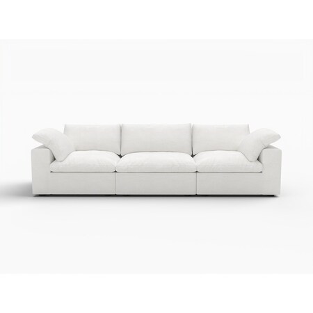 Homeroots 120" White Linen Blend Modular Sofa And Storage 714566