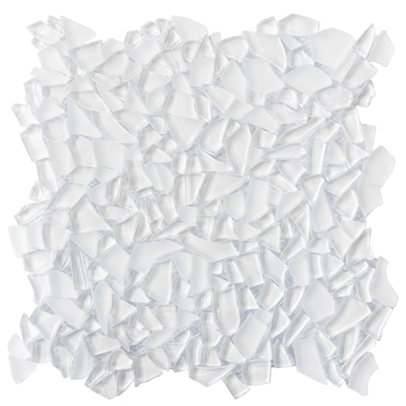 Apollo Tile White 11.2 in x 11.2 in Glass Glossy, Matte Floor and Wall Mosaic Tile 4.36 sqft/case, 5PK APLGEM882A