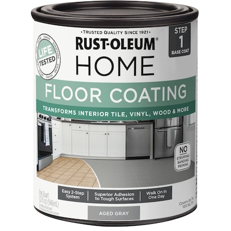 Rust-Oleum HOME Floor Coating, Base Coat, Aged Gray, 1 Quart 365929