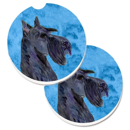 Carolines Treasures Blue Scottish Terrier Set of 2 Cup Holder Car Coaster SS4805-BUCARC