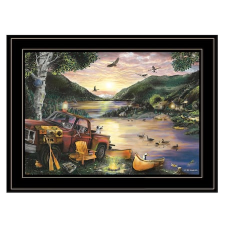 Homeroots Lakefront Camping I 3 Black Framed Print Wall Art 406855