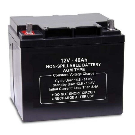 Zoro Select Sealed Lead Acid Battery, 12VDC, 40Ah 47032
