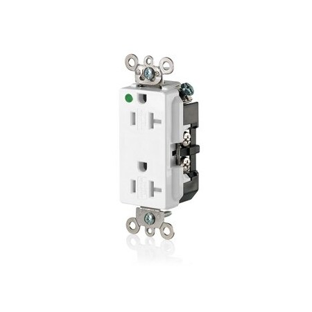 Leviton Hospital Grade Decora Receptacle, 20 Amp, 125 Volt 16362-SGW