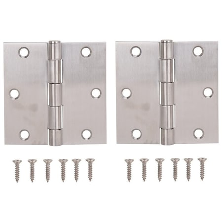 Prosource Square Corner Door Hinge, Steel, Brushed, Loose Pin, 180 deg Range of Motion 20338SS-35S-DB-PS
