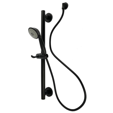 Kingston Brass Shower System with Slide/Grab Bar and Hand Shower, Matte Black KAK2520E
