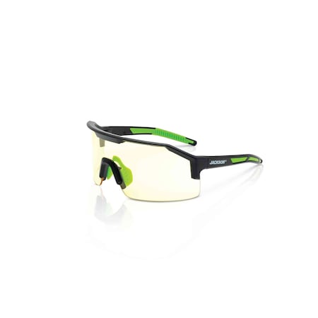 Jackson Safety Maxview+, Safety Glasses, Anti-Fog & Anti-Scratch, Amber Lens, Black/Green Frame, Half-Frame 60002
