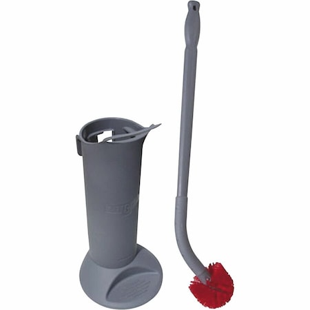 Unger 5 in W Toilet Brush with Caddy, 24 in L Handle, 2 in L Brush, Red, Plastic, 26 in L Overall BBWHR