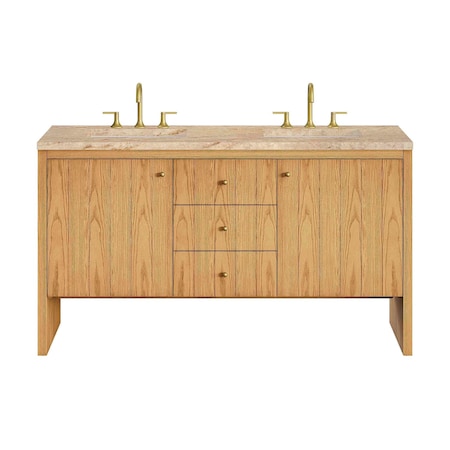 James Martin Vanities Hudson 60" Double Vanity, Light Natural Oak, w/ 3 CM Tajnar Eclos Top 435-V60D-LNO-3TJR