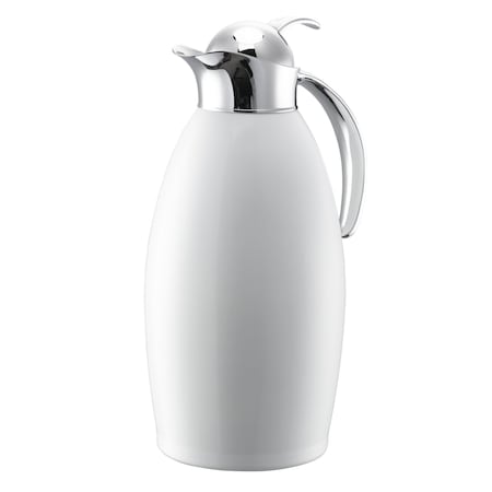 Service Ideas Nicollet Series 1.5-Liter Stainless Vacuum Insulated Carafe with Push Button Lid in Radiant White NIC15BSPBWH