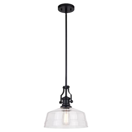 Vaxcel Beloit 1 Light Matte Black Farmhouse Pendant Light with Clear Glass Dome P0380