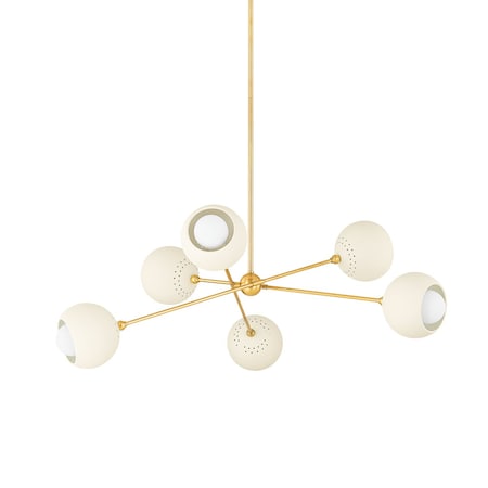Mitzi Saylor 6 Light Chandelier 4.25 In. Aged Brass/Soft Cream H832806-AGB/SCR
