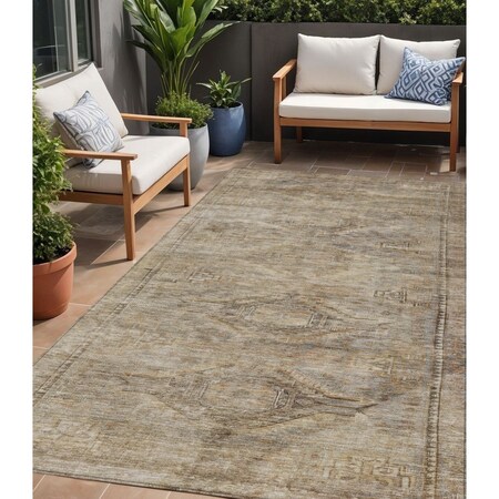 Homeroots 5' X 8' Brown And Taupe Aztec Washable Indoor Outdoor Area Rug 615543
