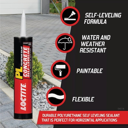 Loctite Pl Self-Leveling Sealant 10 Oz Limestone Gray Concrete Sealant 1618150
