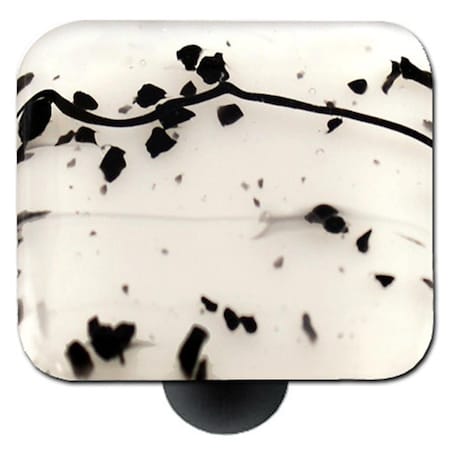 Towels Usa Mardi Gras Black with White Square Glass Cabinet Knob - Black Post TO2522006