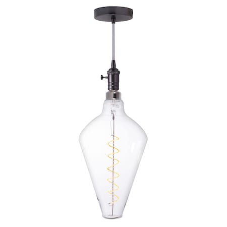 Bulbrite 4WLED DIAMOND SHAPED GRAND, 2200K FILAMENT W/ GUNMETAL BLACK PENDANT, SILVER STRING 810166