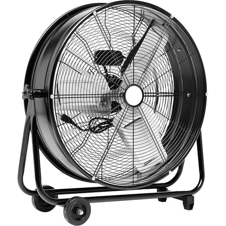 Edendirect 24 in. 2 fan speeds Drum Fan in Black with Adjustable Tilt and Rolling Casters ZRW5512P468528