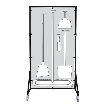 5S Supplies Housekeeping Shadow Board Broom Station V4, Gray / White Shadows, Kit, No Text HSB-V4-GRAY/WHITE-KIT-NO TEXT