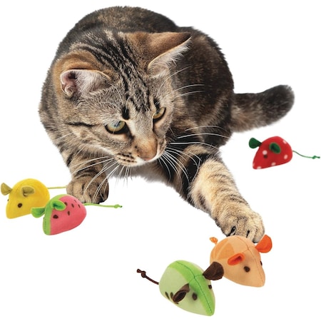 Smartykat Skitter Slices Plush Catnip Mice Cat Toy, 5PK 32154-99997-024