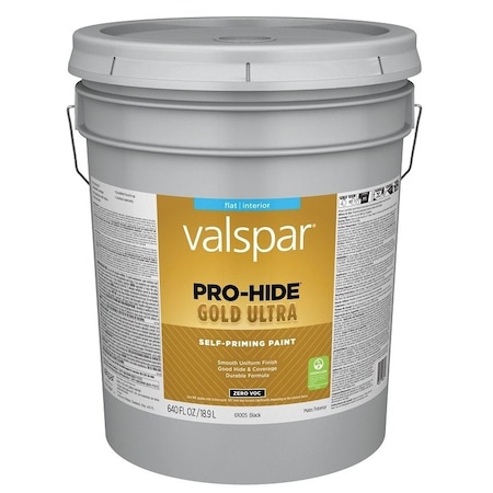 Valspar Pro-Hide Gold Ultra 6100 Latex Paint, Acrylic Base, Flat, Black, 5 gal, Plastic Pail 028.0061005.008