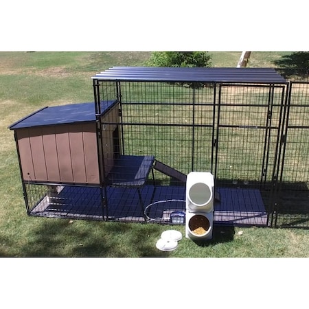 K9 Kennel Store K9 Kennel Castle With 8ft X 24ft X 5ft Tall Run and Metal Cover Ultimate U5T8X24KC