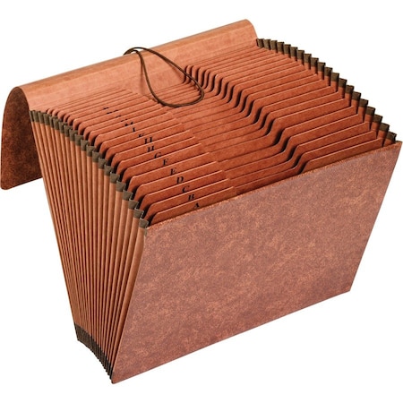 Zoro Select Heavy-Duty Expanding File, 21 Sections, Elastic Cord Closure, 1/3-Cut Tabs, Letter Size, Redrope R117ALHD