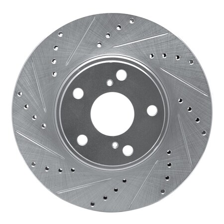 Dynamic Friction Co DFC Brake Rotor - Drilled and Slotted - Silver 631-76055L