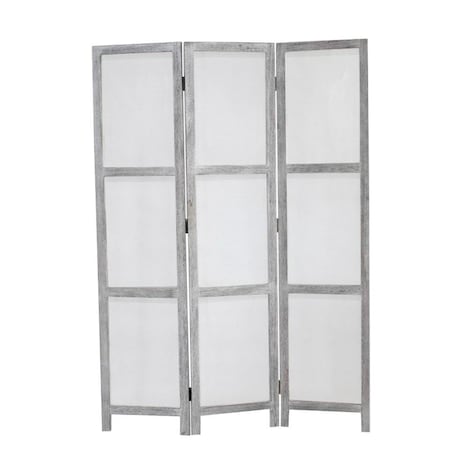 Homeroots 67" Gray Folding Three Panel Screen Room Divider 274877