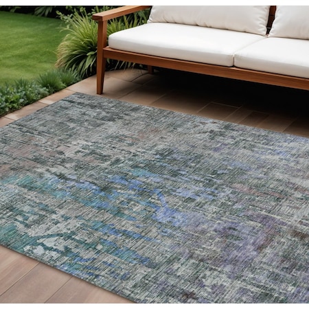 Homeroots 10' X 14' Fern Green Abstract Washable Indoor Outdoor Area Rug 607871