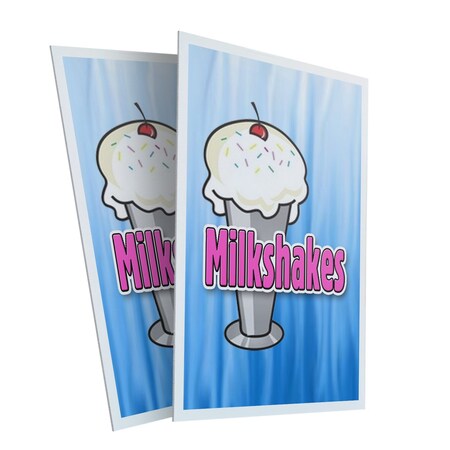 Signmission Milkshakes, Plastic Signs Only 24 Inch x 36 Inch, Corrugated Plastic, 2PK CSB-2436-2PACK-Milkshakes