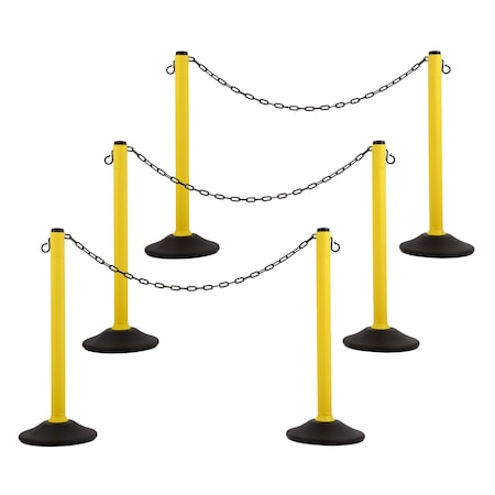 Us Weight ChainBoss Outdoor/Indoor Stanchion with 10 ft of Black Plastic Chain - Fillable Base, 6PK U2204PK6