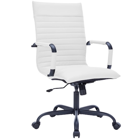 Leisuremod Harris High-Back Faux Leather Swivel Office Chair, Iron Frame HOTBL19WL