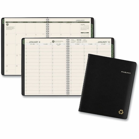 At-A-Glance Recycled Weekly/Monthly Classic Appointment Book, 8.75 x 7, Black, 2022 70951G05