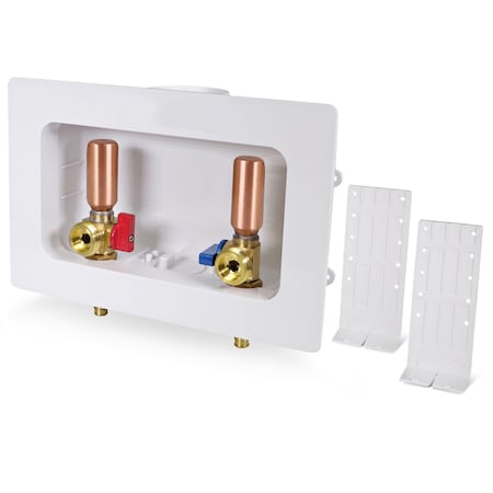 Everflow Washing Machine Outlet Box W/ Hammer Arrestors 1/2'' PEX B, White ABS SB300-PH