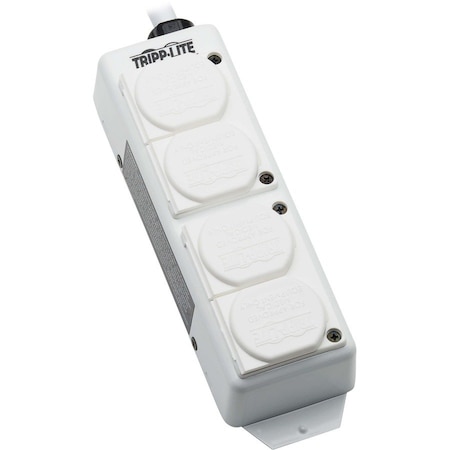 Tripp Lite Outlet Strip, Hospital Grade, 4 5-15R-HG, 5-15P-HG, 15 ft., White PS-415-HGDG