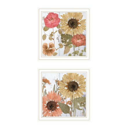 Homeroots Set Of Two Earth to Petals 2 White Framed Print Wall Art, 2PK 408076