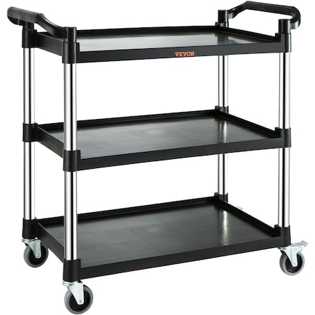 Vevor Utility Service Cart with Wheels 3-Tier Food Service Cart 220lbs Capacity FW1011117790